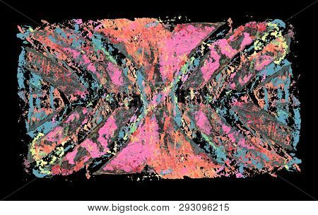 Abstract color acrylic and watercolor painting. Monoprinting  template. Canvas texture background.