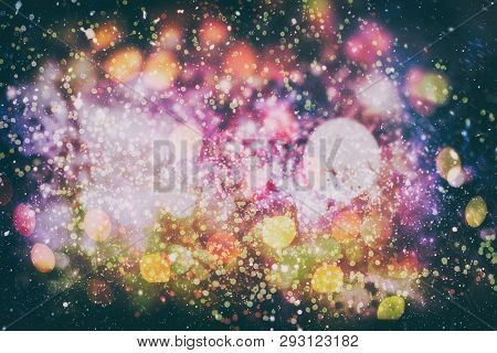 Colorful Circles Of Light Abstract Background , Colored Lights Created In-camera And Lens With Bokeh