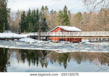 Dam And Threshold On The River Jokelanjoki, Kouvola, Finland