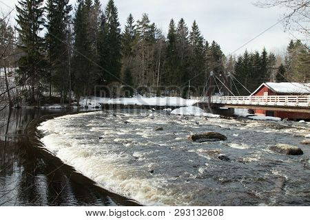 Dam And Threshold On The River Jokelanjoki, Kouvola, Finland