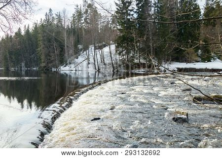 Dam And Threshold On The River Jokelanjoki, Kouvola, Finland