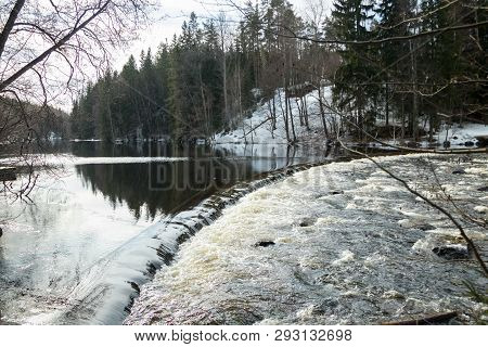 Dam And Threshold On The River Jokelanjoki, Kouvola, Finland