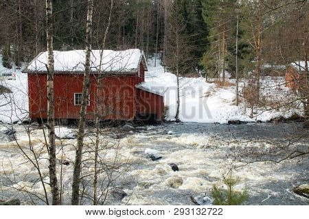 Dam And Threshold On The River Jokelanjoki, Kouvola, Finland