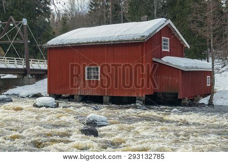 Dam And Threshold On The River Jokelanjoki, Kouvola, Finland