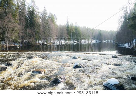 Dam And Threshold On The River Jokelanjoki, Kouvola, Finland