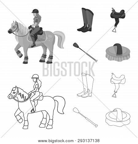 Vector Illustration Of Equipment And Riding Logo. Collection Of Equipment And Competition Stock Symb