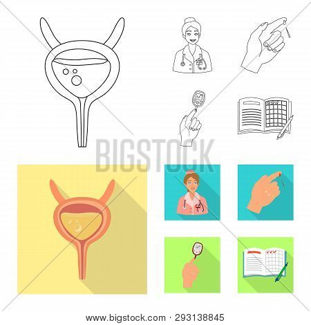 Vector Design Of Diet And Treatment  Sign. Collection Of Diet And Medicine Stock Symbol For Web.