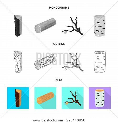 Vector Design Of Tree   And Raw  Sign. Collection Of Tree   And Construction Vector Icon For Stock.