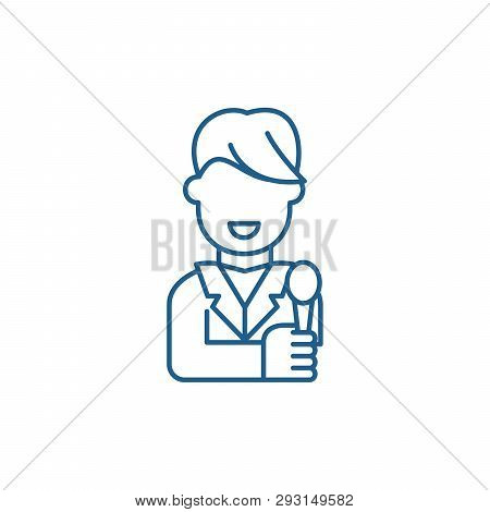 Tv Host Line Icon Concept. Tv Host Flat  Vector Symbol, Sign, Outline Illustration.