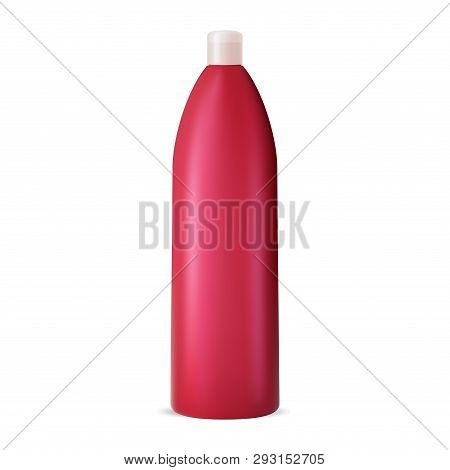 Shower Gel Or Shampoo Bottle. Conditioner Product Vector Isolated Container. 3d Hdpe Plastic Packagi