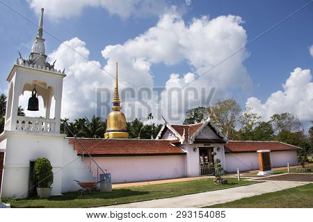 View Landscape With Stupa Of Wat Phra That Sawi Temple For Thai People Travel Visit Respect Praying
