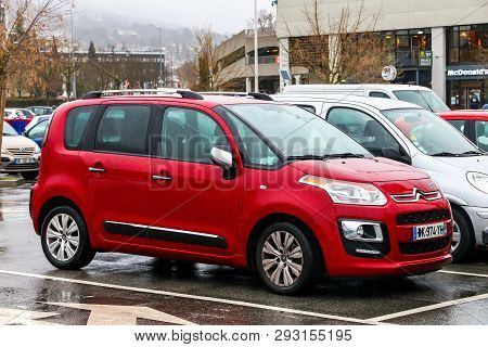 Grenoble, France - March 14, 2019: Motor Car Citroen C3 Picasso In The City Street.