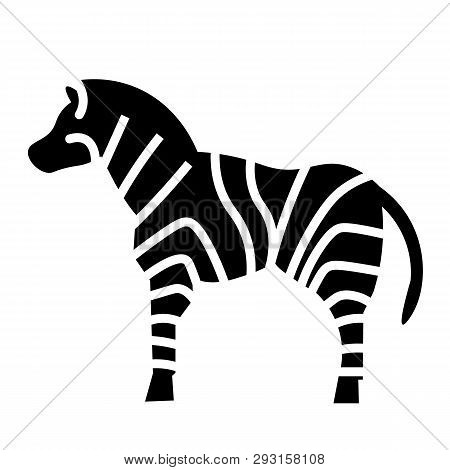 This Vector Image Shows A Beautiful African Zebra With Stripes In Glyph Icon Style.