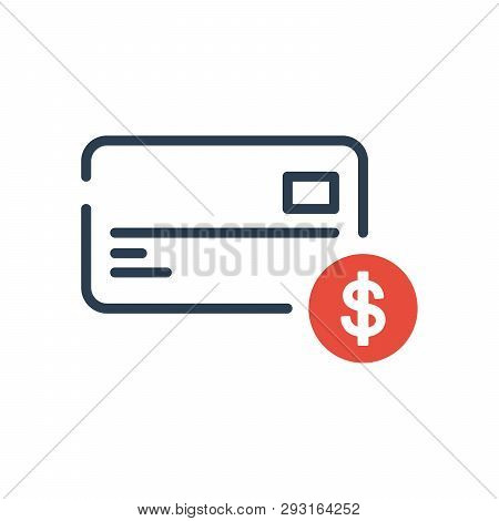 Line Art. Money Dolar And Cred Card Vector Icon