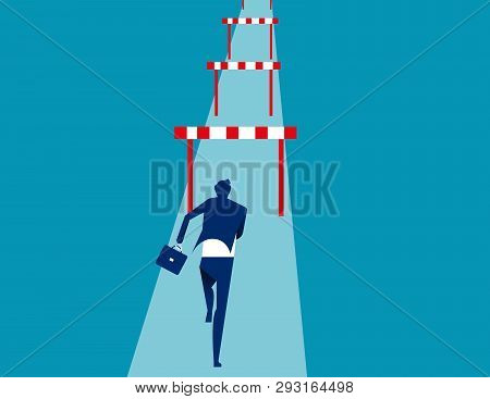 Businessman Hurdler. Concept Business Success Vector Illustration.