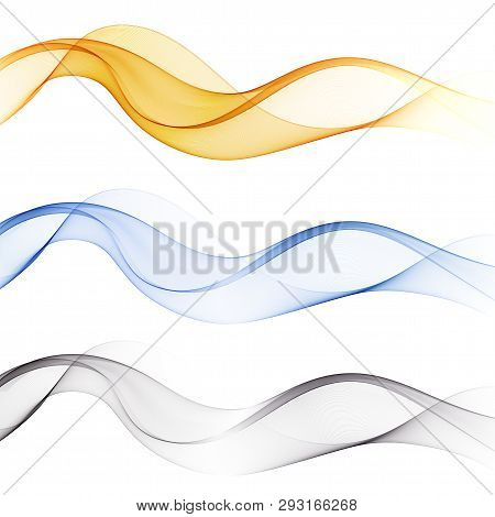 Set Abstract Color Wave Smoke Transparent Smooth Vectorlines