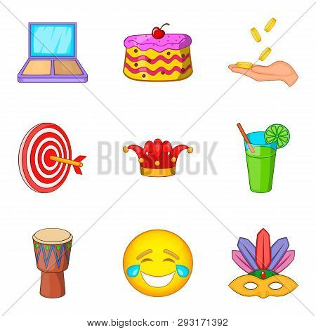 Professional Trickster Icons Set. Cartoon Set Of 9 Professional Trickster Icons For Web Isolated On 
