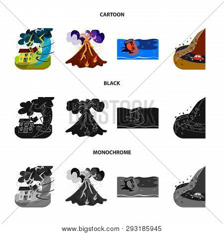 Vector Design Of Weather And Distress Logo. Set Of Weather And Crash Vector Icon For Stock.