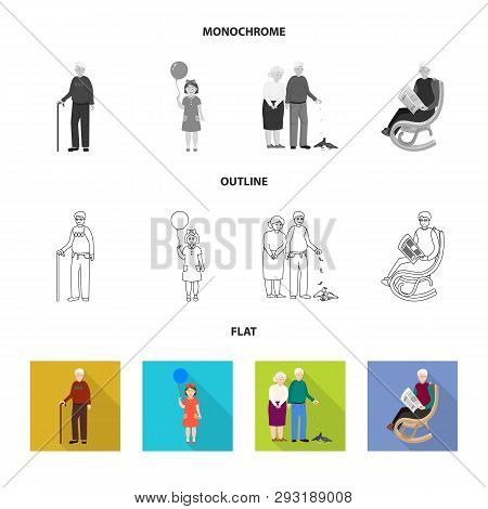 Isolated Object Of Character And Avatar  Sign. Set Of Character And Portrait Stock Vector Illustrati