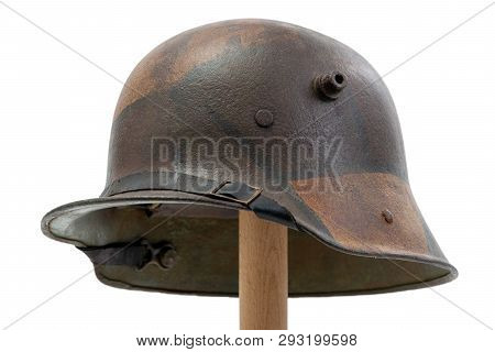 German World War One (stahlhelm) Military Helmet Isolated On White Background