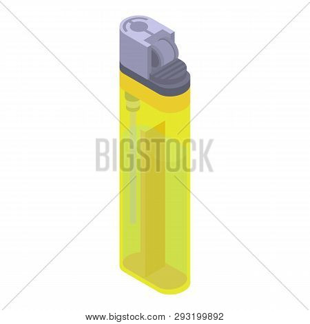 Transparent Cigarette Lighter Icon. Isometric Of Transparent Cigarette Lighter Vector Icon For Web D