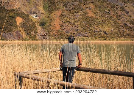 A Young Man Alone On A Lake, Portrait, La Arboleda, Basque Country