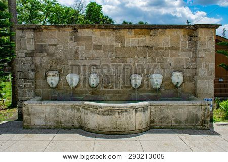 St. Augustine, Florida. March 31 , 2019 . Old Fountain Fuente De Los Caños De San Francisco In Flori