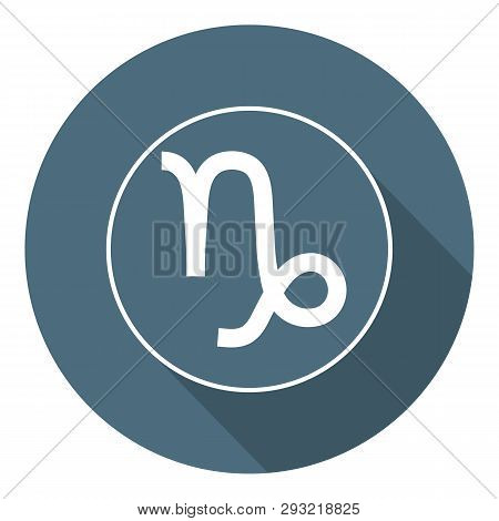 Capricorn Icon. Vector Astrological, Horoscope Sign. Zodiac Symbol. Air Element. Flat Style. Sticker