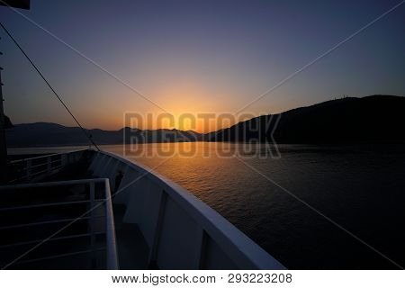 Arrival At Dawn In The Port Of Igoumenitsa, Seen From The Ferry From Lefkimmi, Kerkira