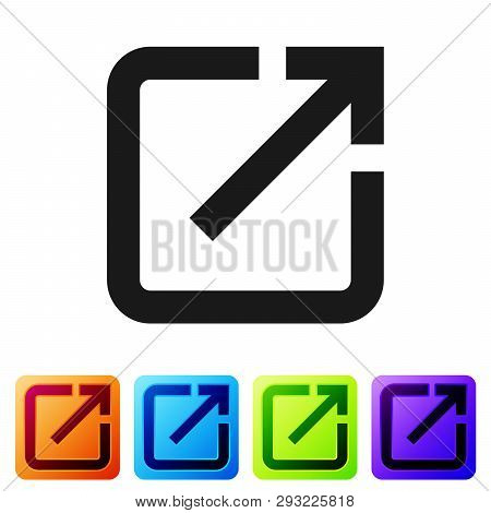 Black Open In New Window Icon Isolated On White Background. Open Another Tab Button Sign. Browser Fr