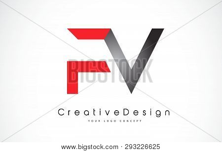 Red And Black Fv F V Letter Logo Design In Black Colors. Creative Modern Letters Vector Icon Logo Il