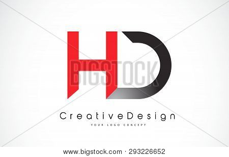 Hd H D Letter Logo Design In Red And Black Colors. Creative Modern Letters Vector Icon Logo Illustra