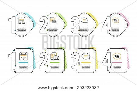 Chat, Winner Ticket And Vacancy Icons Simple Set. Quickstart Guide Sign. Speech Bubble, Carousels Aw