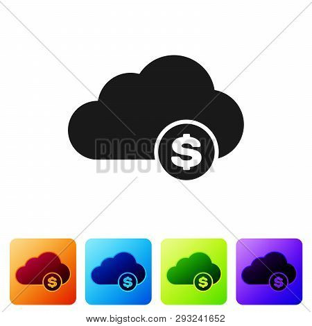 Black Cryptocurrency Cloud Mining Icon Isolated On White Background. Blockchain Technology, Bitcoin,