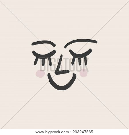 Line Art Face Portrait. Trendy Print For Clothes, Textile And Other