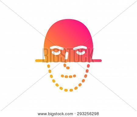 Face Recognition Icon. Faces Biometrics Sign. Head Scanning Symbol. Classic Flat Style. Gradient Fac