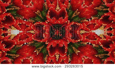 Bright Beautiful Mosaic Like Flower, Beautiful Ornament, 3d Render Computer Generated Background