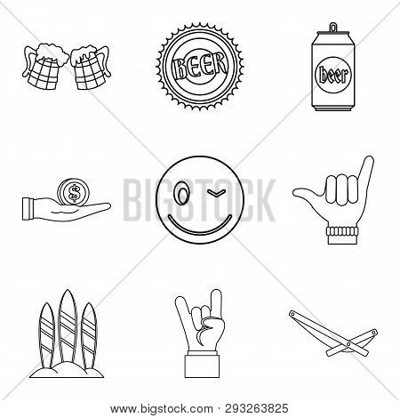 Bout Icons Set. Outline Set Of 9 Bout Icons For Web Isolated On White Background