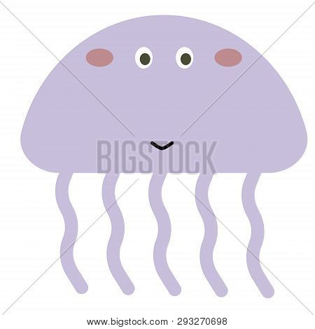 Jellyfish Flat Illustration On White. Marine And Undewater Life Series.