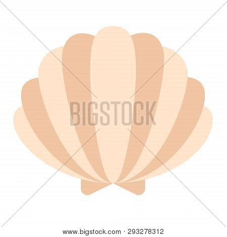 Pearl Shell Flat Illustration On White. Marine And Undewater Life Series.