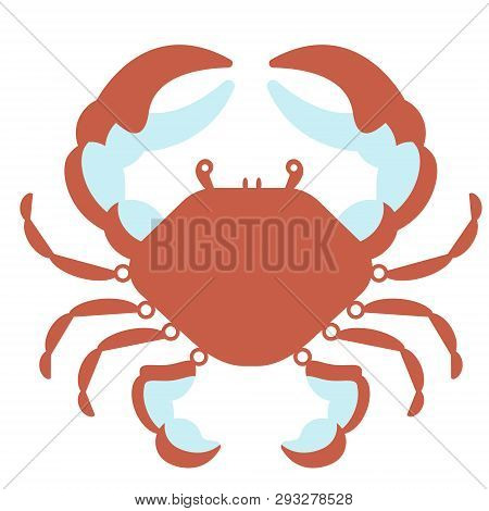 Crab Flat Illustration On White. Marine And Undewater Life Series.