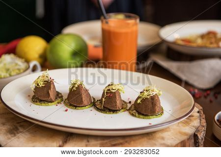 Healthy vegeterian food. Pate from red beans.