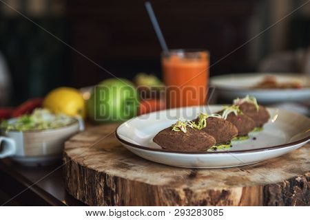 Healthy vegeterian food. Pate from red beans.