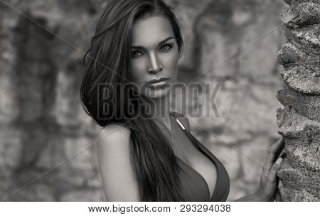 Black And White Portrait Of Female Model With Amazing Eyes