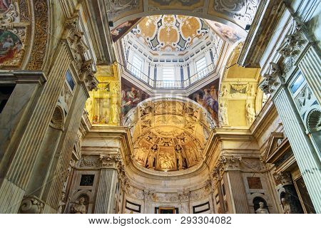 Genoa, Italy - October 14, 2018: Interior Of Chiesa Di San Pietro In Banchi In Genova