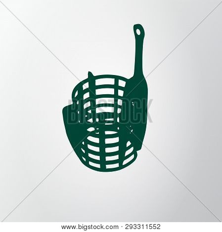 Green Feeder Net Isolated On Gray Background. Fishing Icon. Wire Cage. Vector Illustraion, Eps10.