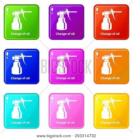 Change Oil Icons Set 9 Color Collection Isolated On White For Any Design
