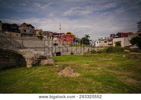 Exterior View To Ancient Roman Amphitheatre , Durres , Albania