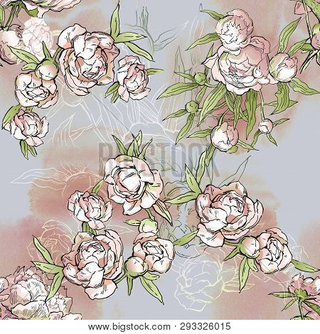 Floral Seamless Pattern. Hand Drawn Illustration. Fullsize Raster Atrwork.