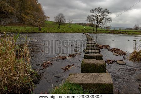 Stepping Stones On A Public Footpath Crossing The River Hodder Near The Inn At Whitewell, Lancashire